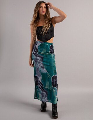 WEST OF MELROSE Printed Mesh Womens Maxi Skirt