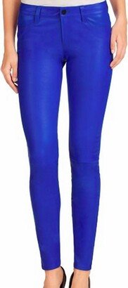 Stretch Leather Pant In Blue