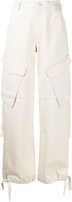 Wide-Leg Cargo Trousers-BK