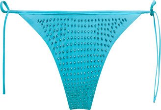 Bikini Bottom With All-over Crystal Embellishment In Light-blue Polyamide Woman