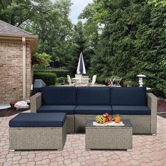 Outdoor 5-Piece Rattan Sectional Sofa Sets