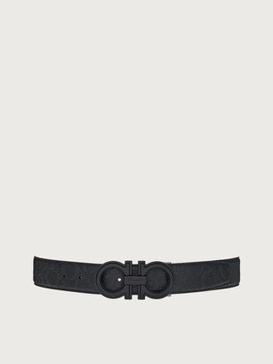 Man Reversible and adjustable Gancini belt Black/Denim