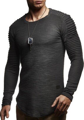 Leif Nelson Men's Sweater Long Sleeve Crew Neck Sweatshirt LN-6326 Anthracite XX-Large