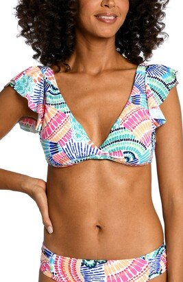 Waves Ruffle Cap Sleeve Bikini Top