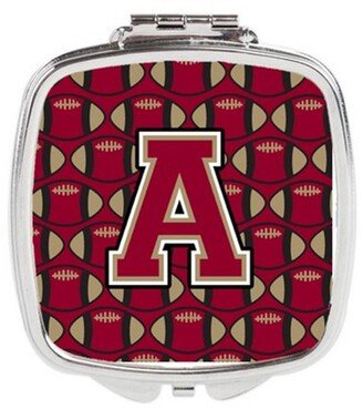 CJ1078-ASCM Letter A Football Garnet & Gold Compact Mirror