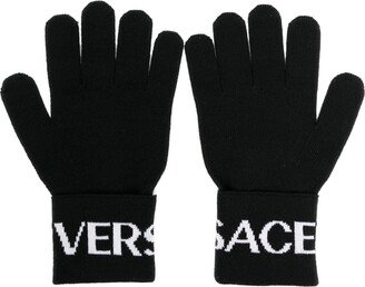 Intarsia-Knit Logo Gloves