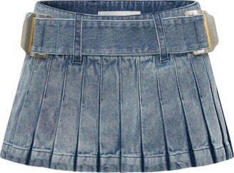 Darted denim miniskirt