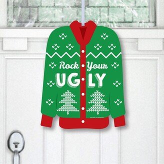 Big Dot Of Happiness Ugly Sweater - Hanging Porch Christmas Party Outdoor Front Door Decor 1 Pc Sign