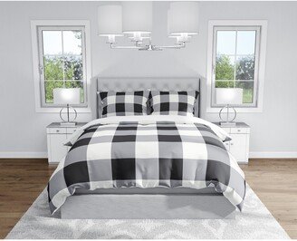 HOLIDAY BLACK AND WHITE PLAID Duvet Cover