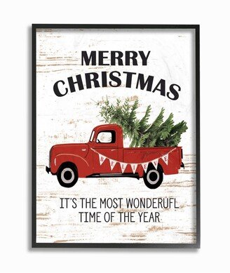 Christmas Most Wonderful Time Vintage-Inspired Truck Framed Giclee Art, 16