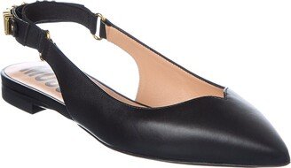 Logo Leather Slingback Flat-AA