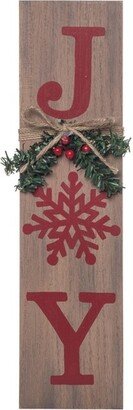 Wood 13.8 in. Multicolored Christmas Joy/Snow Wall Decor