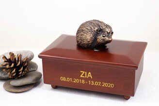 Solid Wood Hedgehog Urn, Ashes Urn Engraved, Memorial Custom For Hedgehog, Pet Memorial, Pet Gift, Cremation Urn/Casket, Figure