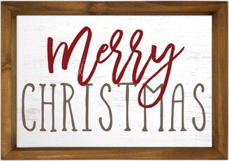 Merry Christmas Sign | Wood Frame Farmhouse Vintage