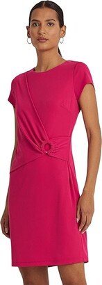 Stretch Jersey Short Sleeve Dress (Sport Pink) Women's Clothing