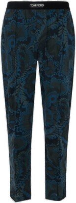 Floral-Printed Straight-Leg Satin Trousers