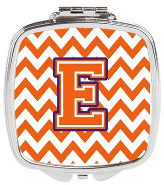 CJ1062-ESCM Letter E Chevron Orange & Regalia Compact Mirror