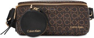 Millie Signature Convertible Belt Bag with Zippered Coin Pouch - Brown Khaki/Black