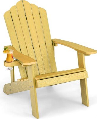 Patio HIPS Adirondack Chair with Cup Holder Weather Resistant Outdoor