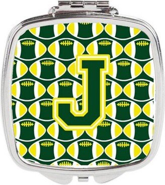 CJ1075-JSCM Letter J Football Green & Yellow Compact Mirror