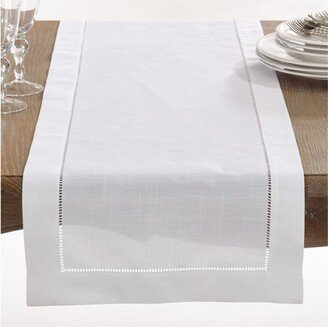 16x120 Hemstitch Design Table Runner White - Saro Lifestyle