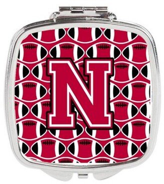 CJ1079-NSCM Letter N Football Crimson & White Compact Mirror