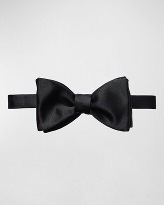 Black Silk Satin Ready-Tied Bow Tie