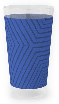 Outdoor Pint Glasses: Concentric Hexagons - Cobalt Outdoor Pint Glass, Blue