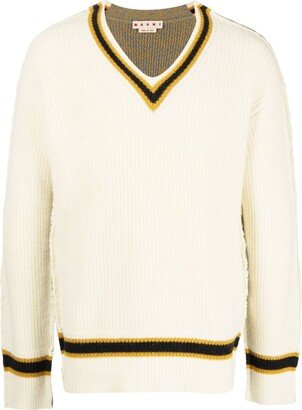 V-neck knitted jumper-DU