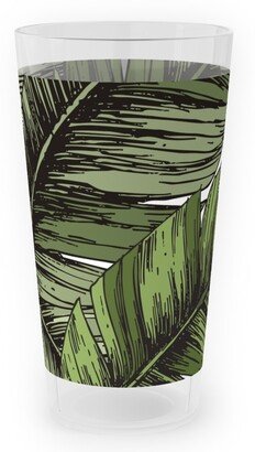 Outdoor Pint Glasses: Tropical Palm Leaves - Green Outdoor Pint Glass, Green