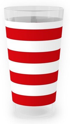 Outdoor Pint Glasses: Simple Horizontal Stripe Outdoor Pint Glass, Red