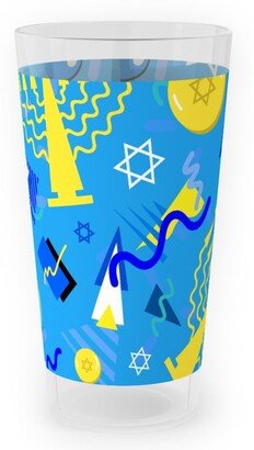 Outdoor Pint Glasses: 80S Hanukkah Celebration - Blue Outdoor Pint Glass, Blue