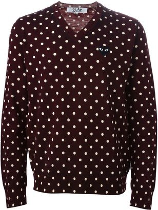 polka dot V-neck sweater