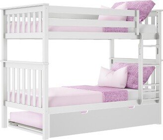 Max & Lily Twin over Twin Bunk Bed with Trundle, White