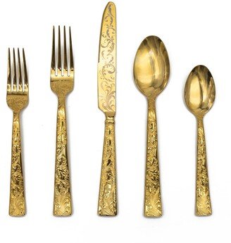 45-Piece Gold Parisian Garden Flatware Set