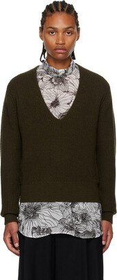 Khaki V-Neck Sweater-AA