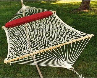 Northlight 13ft White And Beige Netted Hammock With An Attached Pillow