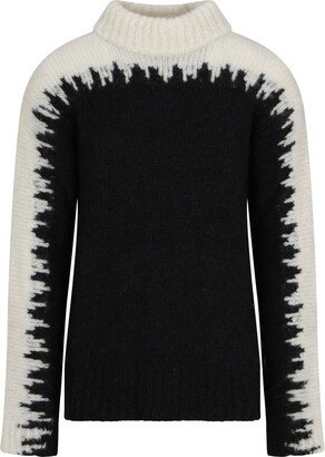 Two-Toned Roll-Neck Knitted Jumper