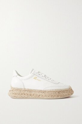 Espasneak Leather Espadrille Platform Sneakers - White