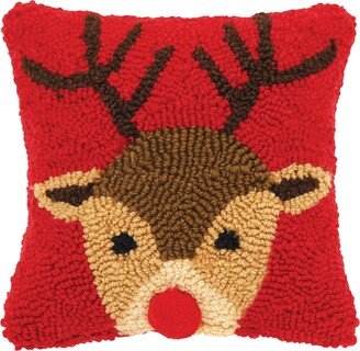 Peek-A-Boo Reindeer Hooked Throw Pillow