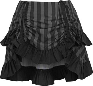 Daisy Corsets Women's Grey/Black Striped Ruched Bustle Skirt