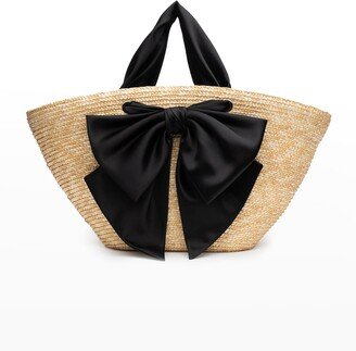 Straw Bow Tote Bag