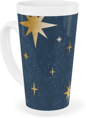 Mugs: Art Deco Starbursts - Blue Tall Latte Mug, 17Oz, Blue