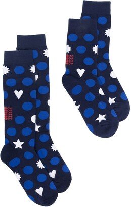 Pack Of Two Intarsia-Knit Logo Socks