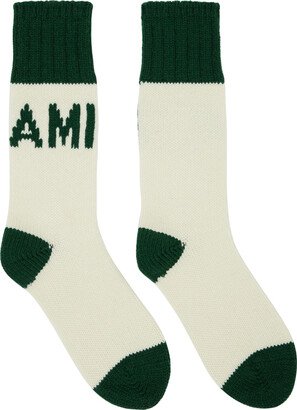 Off-White & Green Logo Socks