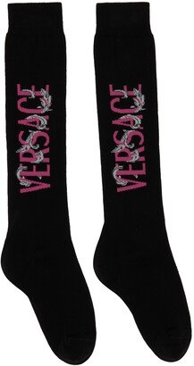 Black & Pink Logo Socks