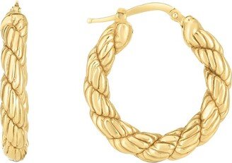 14K Puffy Twisted Textured Hoops