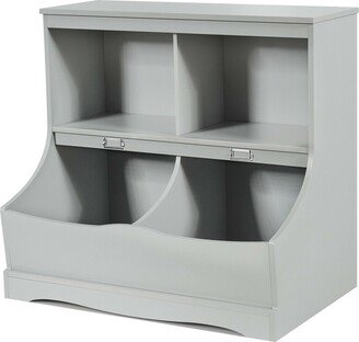 Kids Floor Cabinet Multi-Functional Bookcase -Gray - 26.5 x 15.5 x 24.5