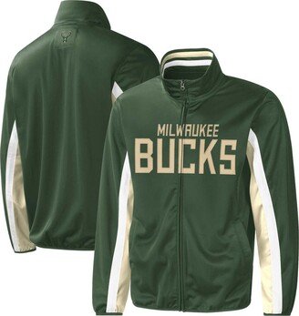 Men's G-iii Sports by Carl Banks Hunter Green Milwaukee Bucks Contender Wordmark Full-Zip Track Jacket