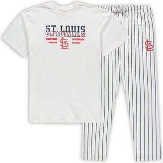 Concepts Sport Men's White, Navy St. Louis Cardinals Big and Tall Pinstripe Sleep Set - White, Navy